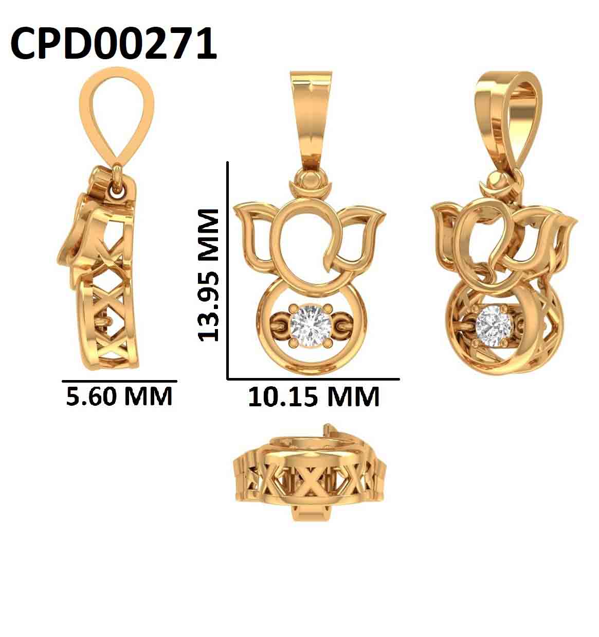 Lord Ganesha 925 Silver Pendant | Gold Plated