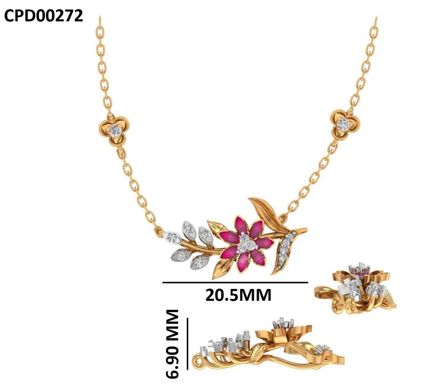 Ruby Bloom 925 Silver Pendant With Chain