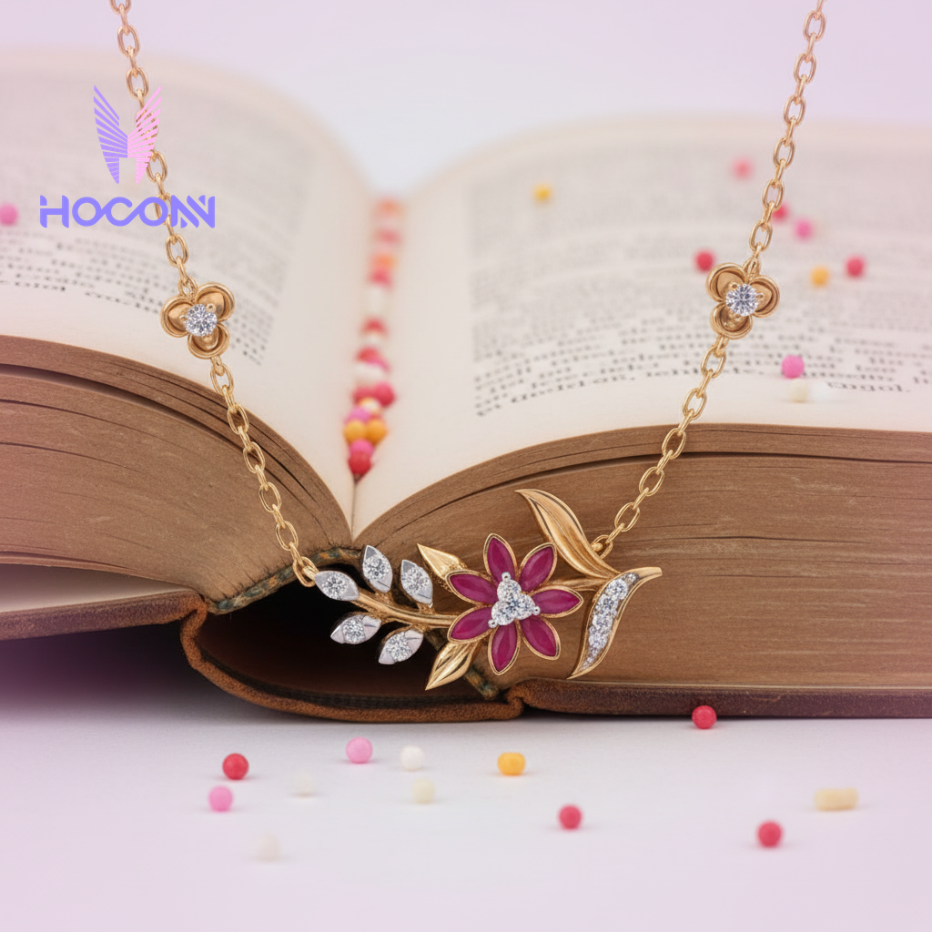 Ruby Bloom 925 Silver Pendant With Chain