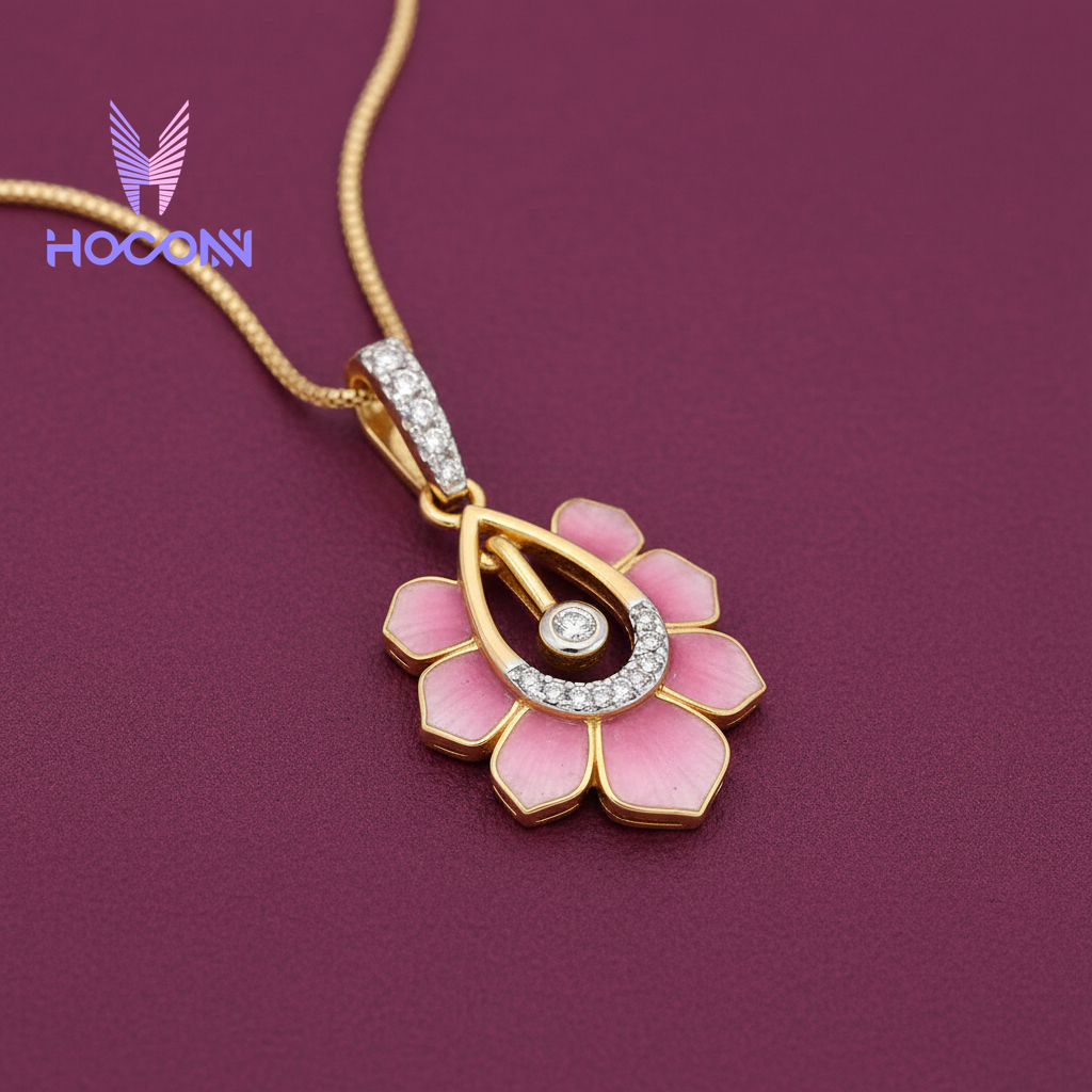 Pink Petal Silver Gold Plated Pendant