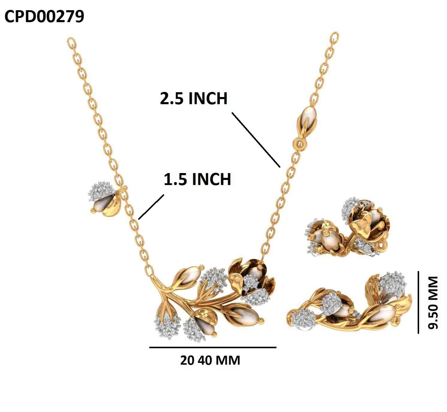 Gold Plated Pearl Bud Floral Silver Pendant With Chain