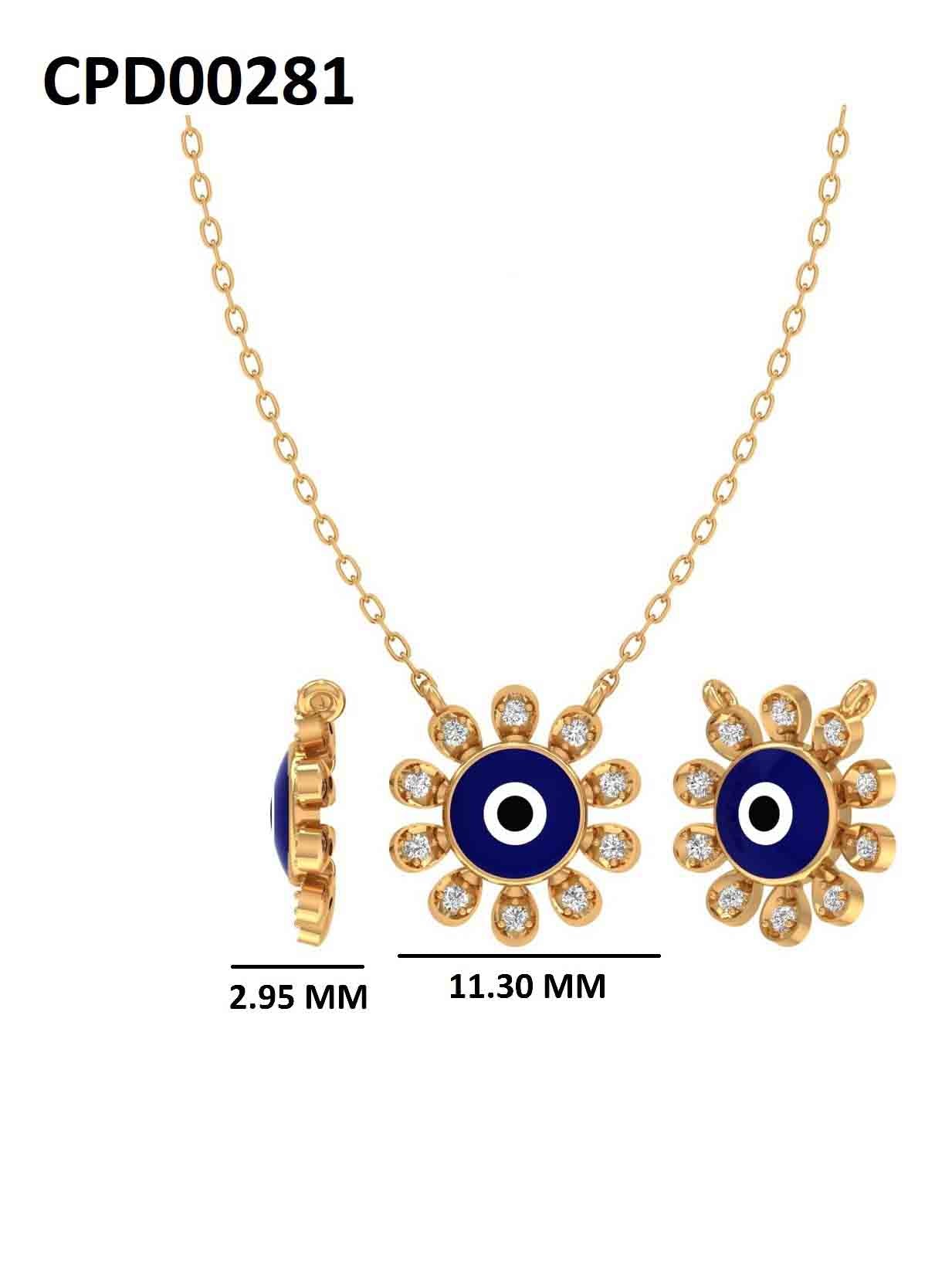 925 Silver Protective Evil Eye Pendant With Chain