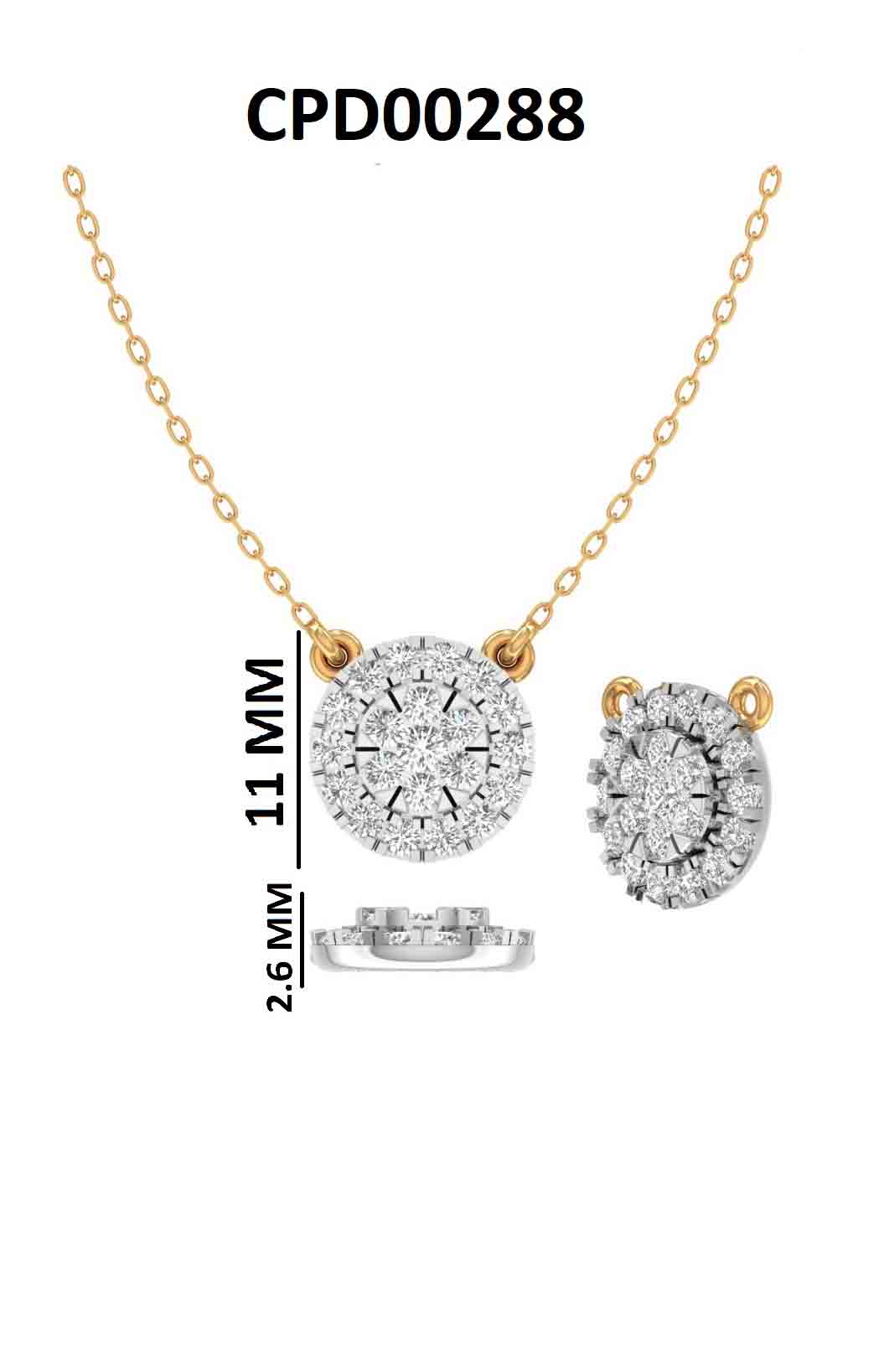 Timeless Round Diamond 925 Silver Pendant With Chain