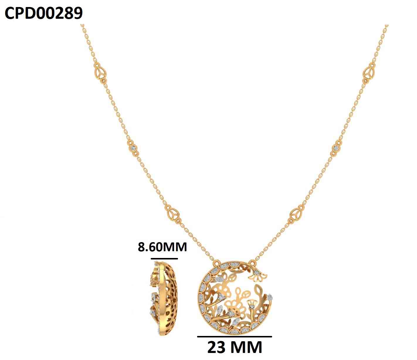 Moonlit Garden 925 Silver Gold Plated Pendant With Chain