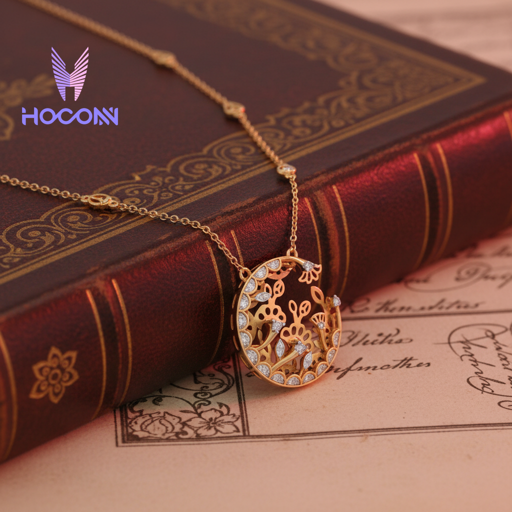 Moonlit Garden 925 Silver Gold Plated Pendant With Chain
