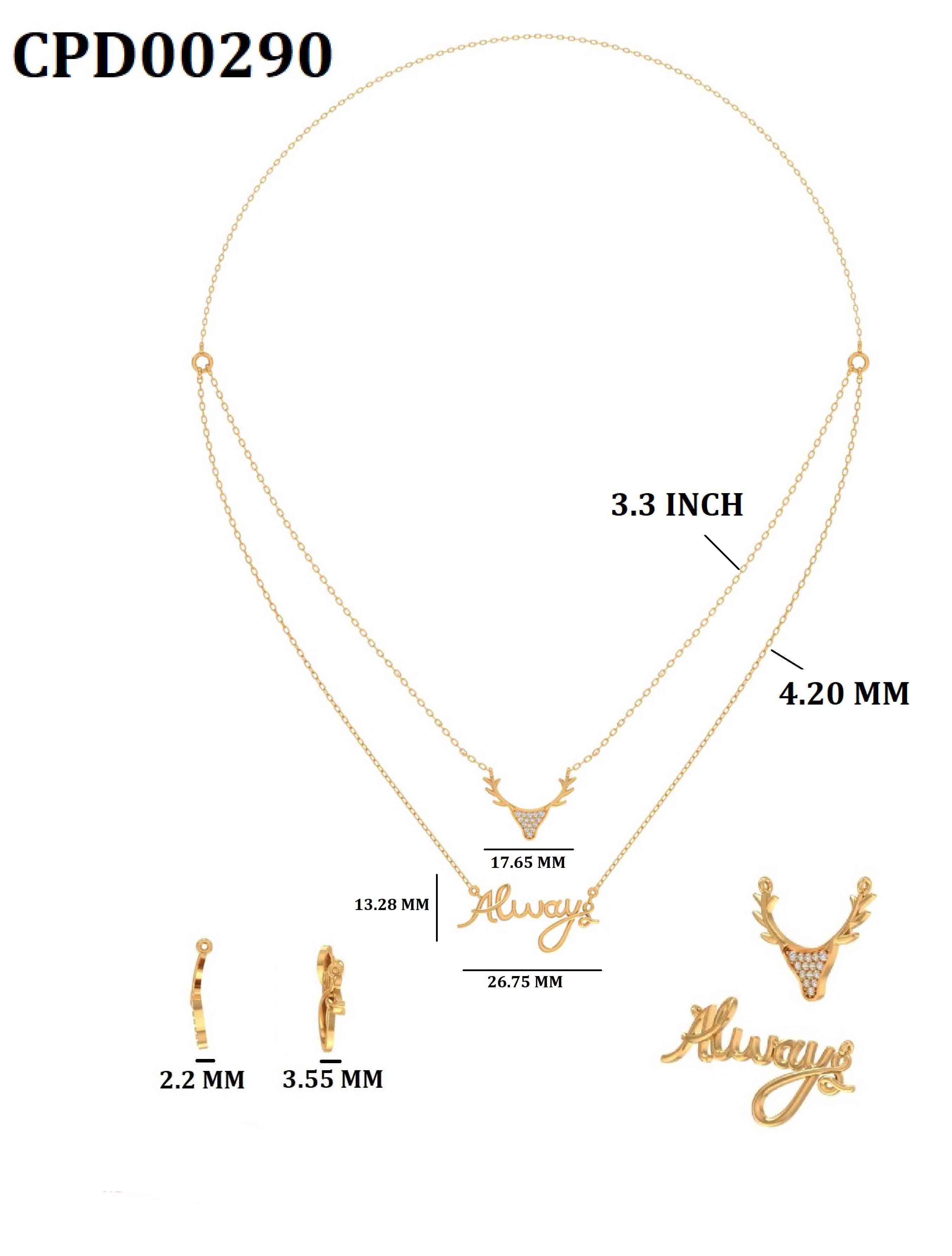 Always Charm Layered Gold Plated 925 Silver Necklace