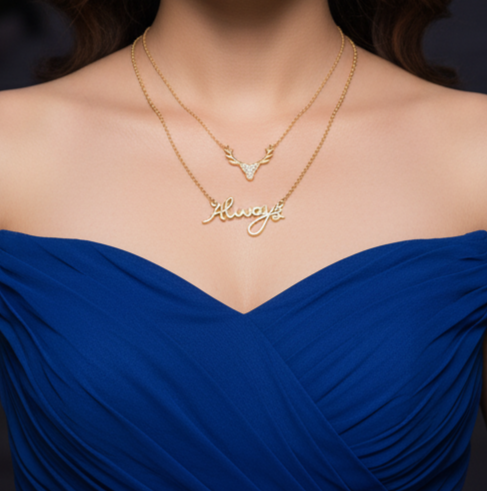 Always Charm Layered Gold Plated 925 Silver Necklace
