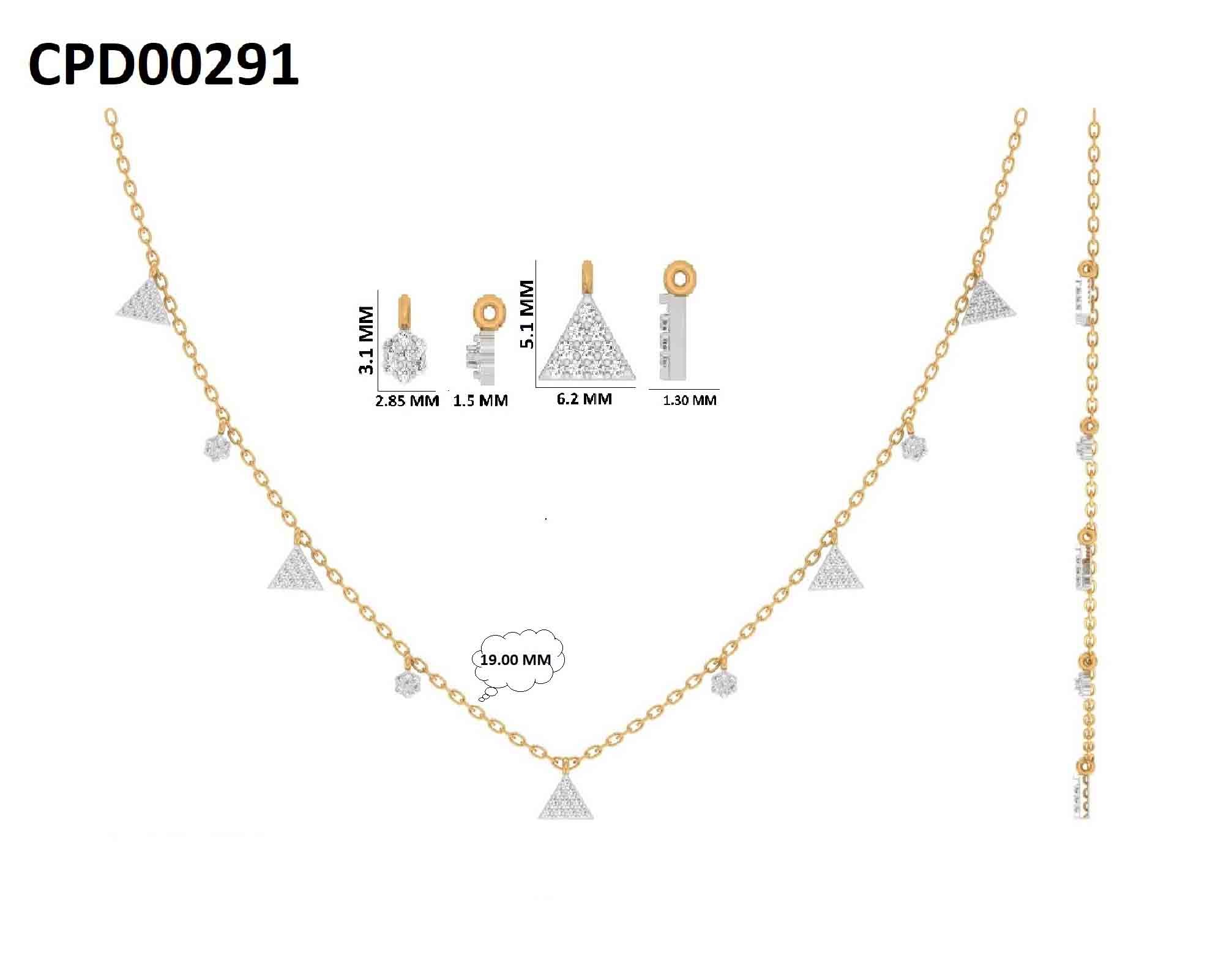 Triangle Drop 925 Silver Gold Plated Necklace