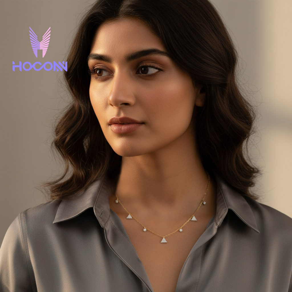 Triangle Drop 925 Silver Gold Plated Necklace
