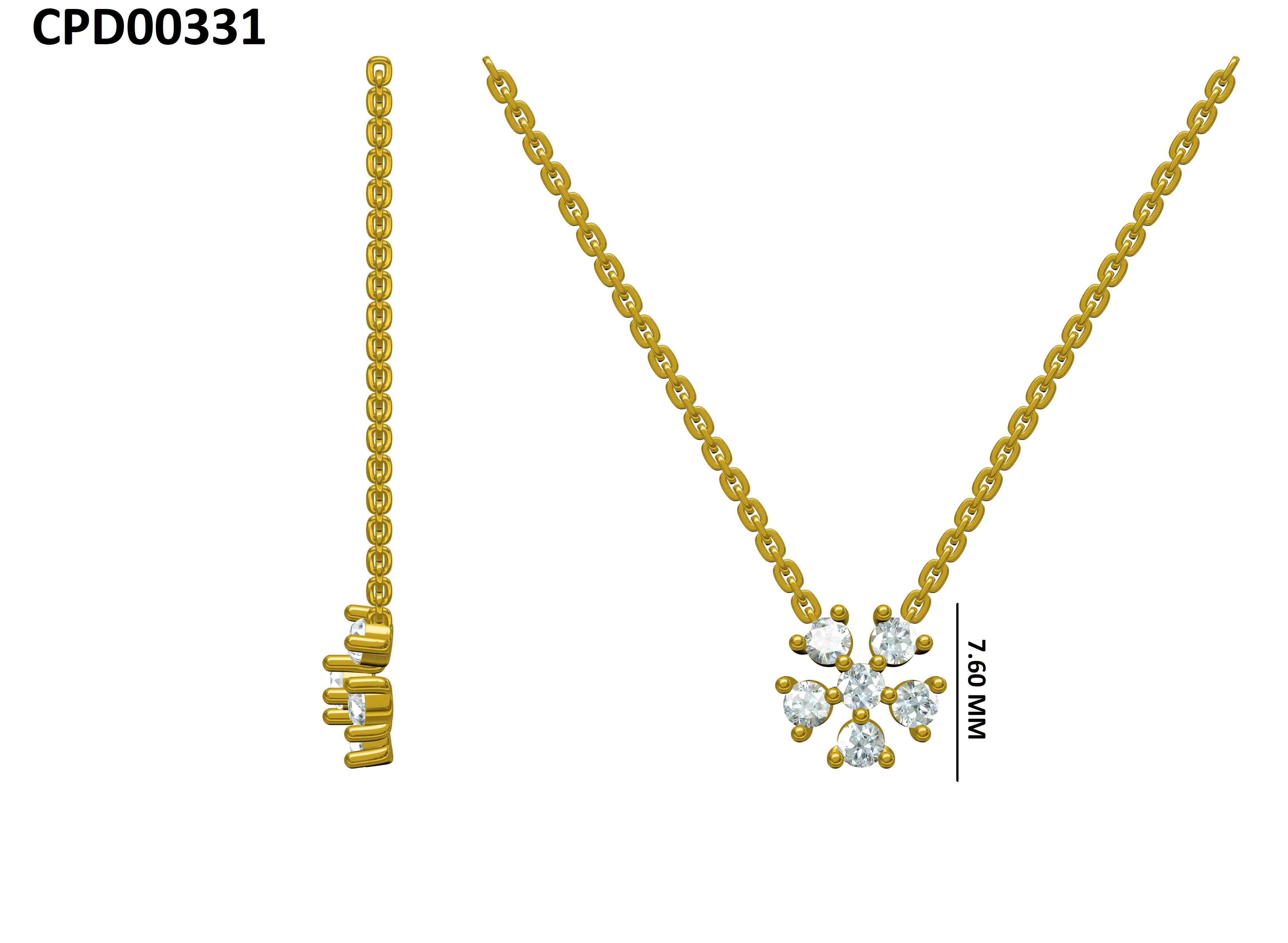Delicate Flower Shape 925 Silver Pendant With Chain