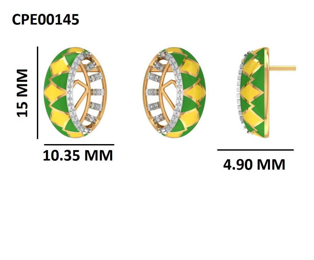 Diamond Rim Enamel 925 Silver Stud