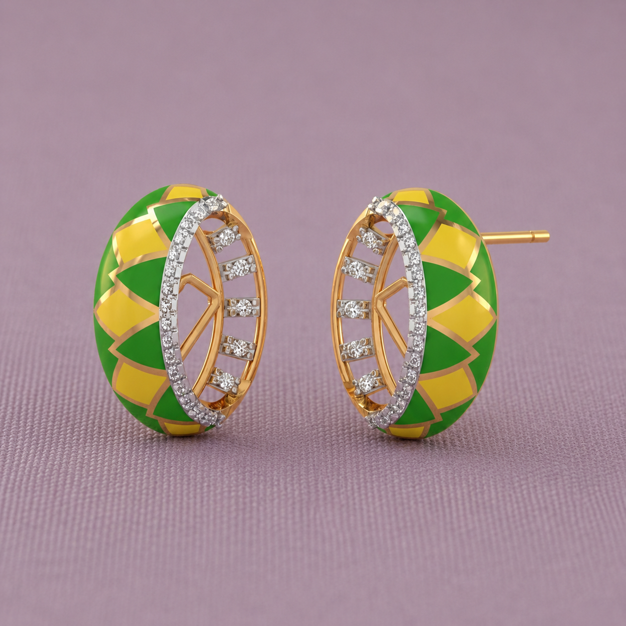 Diamond Rim Enamel 925 Silver Stud