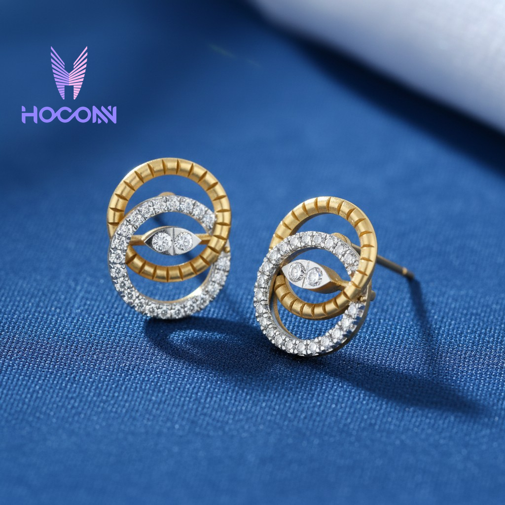 Minimal Interlocked Circle 925 Silver Stud Earrings