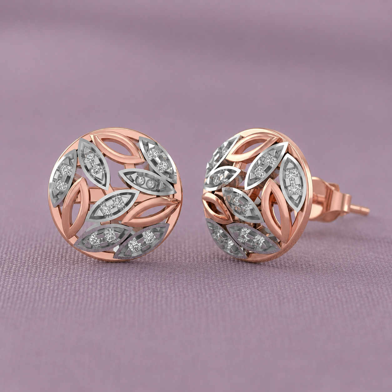 Navette Pattern 925 Silver Stud Earrings