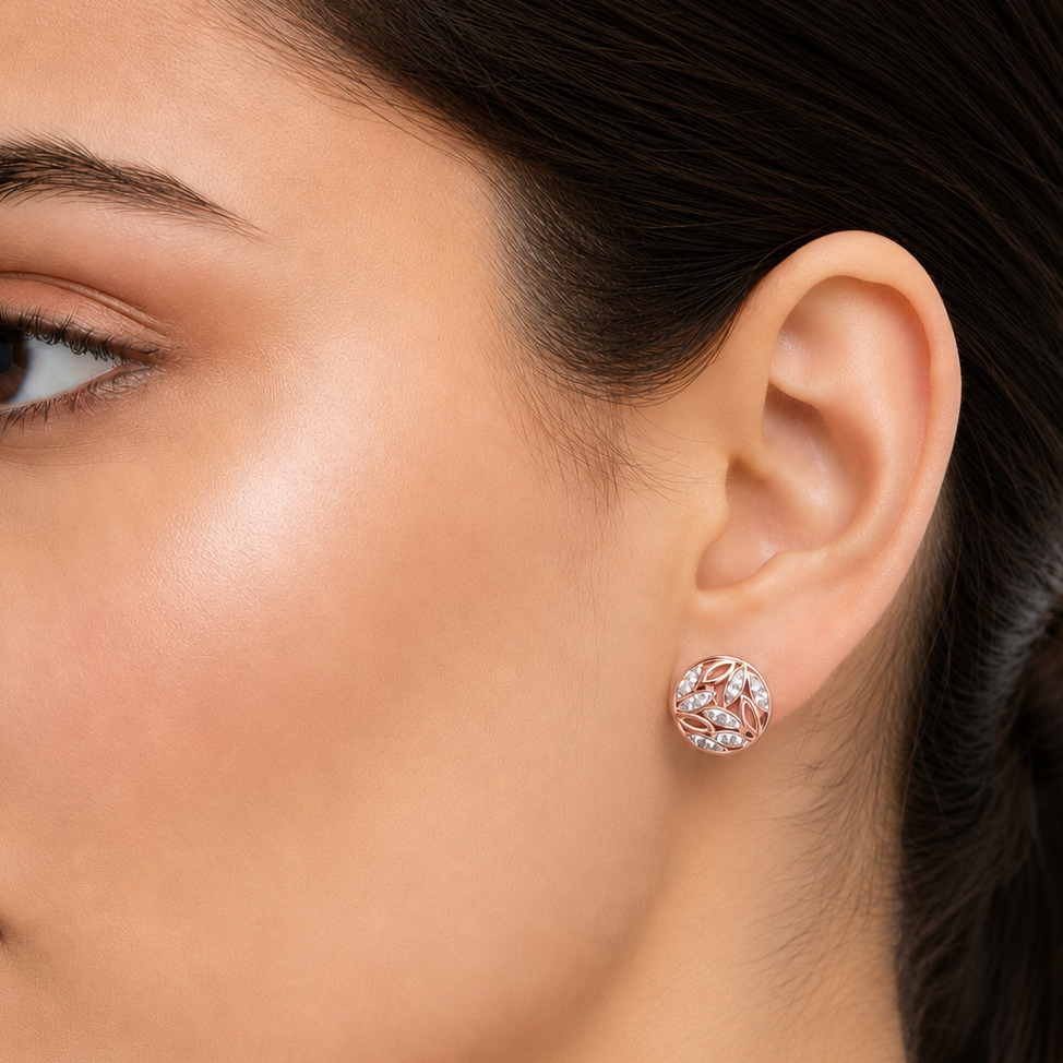 Navette Pattern 925 Silver Stud Earrings