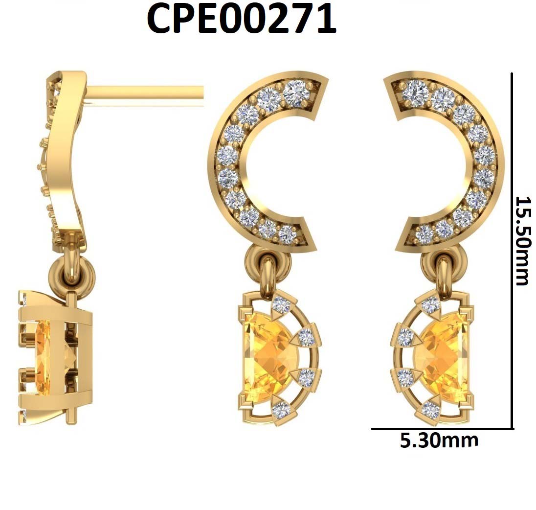 Dainty Golden Moon Gemstone 925 Silver Drops