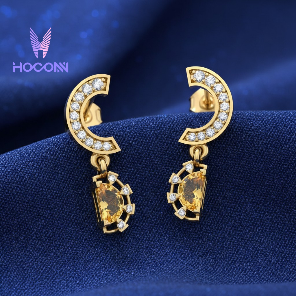 Dainty Golden Moon Gemstone 925 Silver Drops