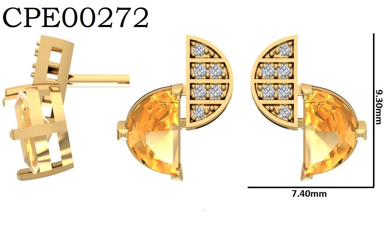Radiant Split Moon Gemstone 925 Silver Studs