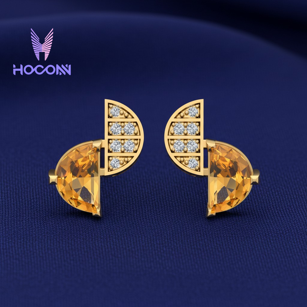Radiant Split Moon Gemstone 925 Silver Studs