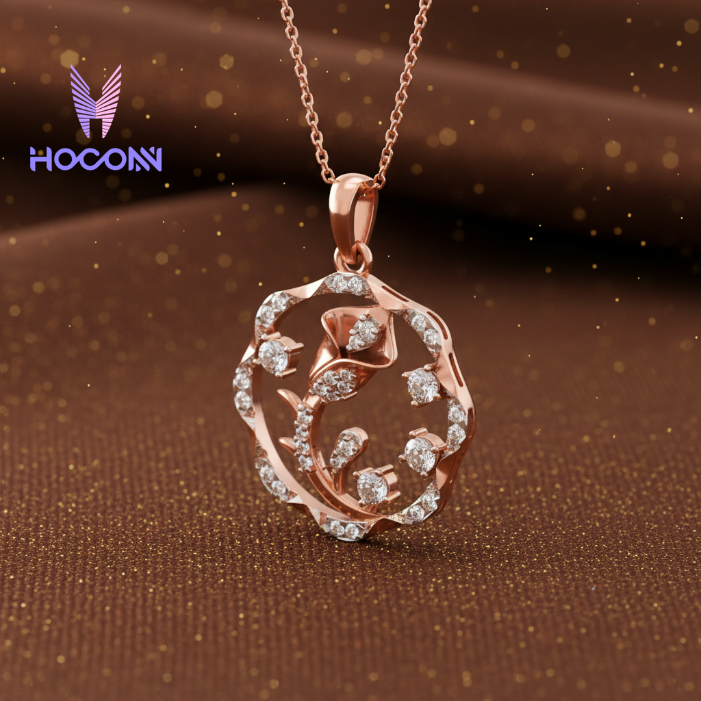 Rose Petal Charm 925 Silver Rose Gold Pendant