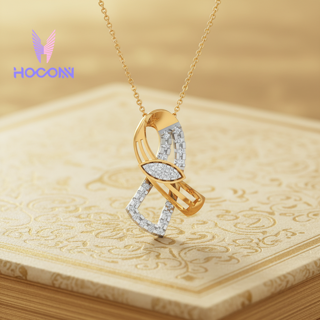 Twisted Ribbon 925 Silver Gold Plated Pendant