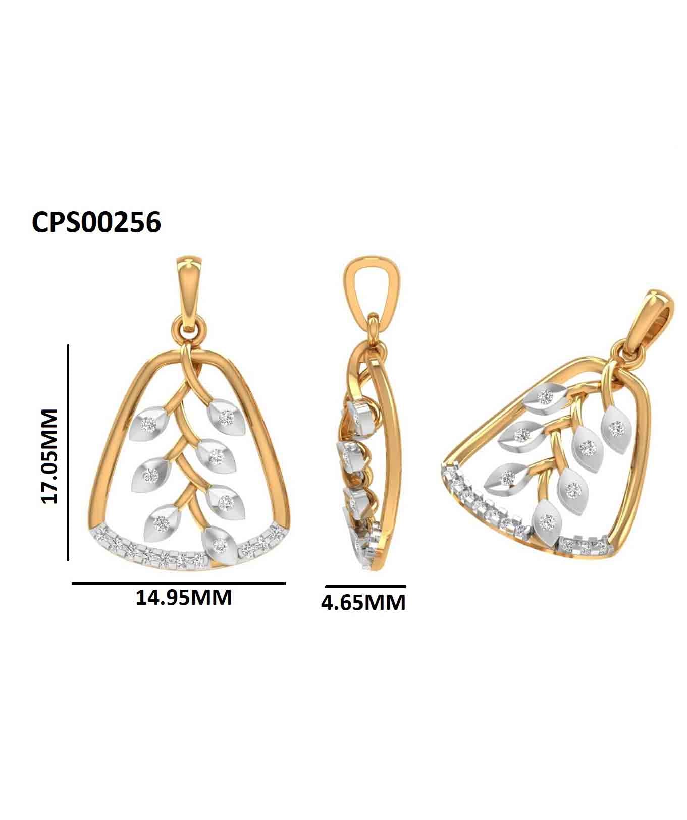 Marquise Leaf Diamond Silver Pendant | Gold Plated