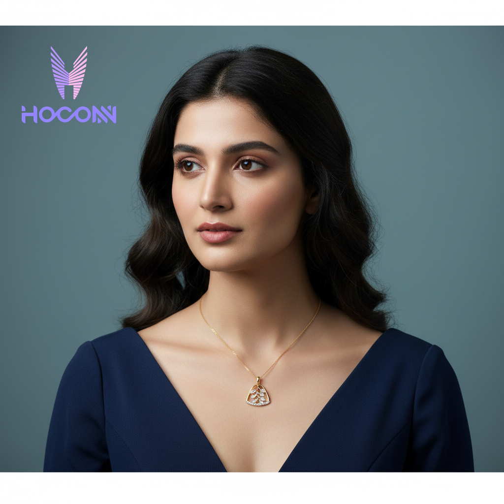Marquise Leaf Diamond Silver Pendant | Gold Plated