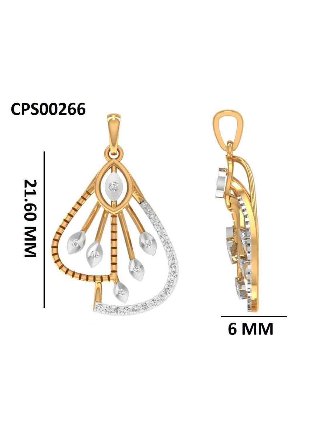925 Silver Diamond Studded Feather Silver Pendant