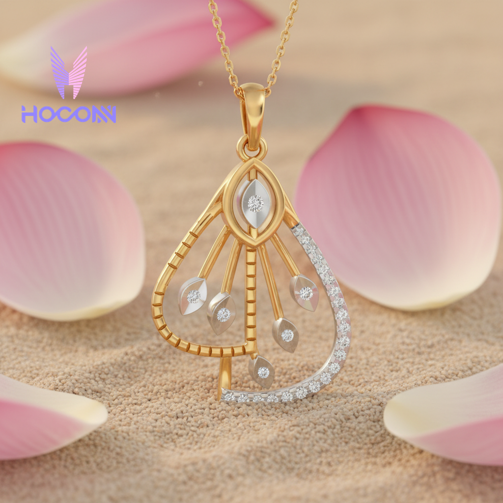 925 Silver Diamond Studded Feather Silver Pendant