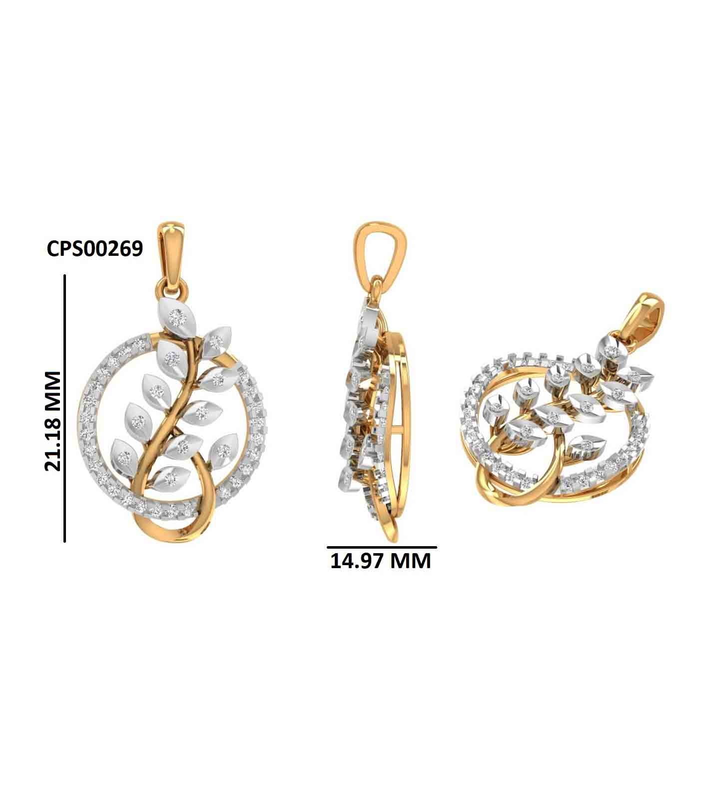 Artistic Leaf Swirl Gold Plated Silver Pendant