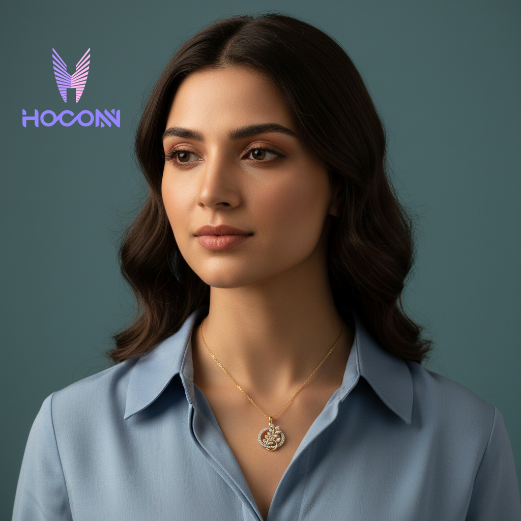 Artistic Leaf Swirl Gold Plated Silver Pendant