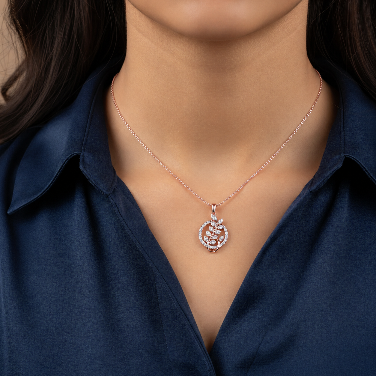 Artistic Leaf Swirl Gold Plated Silver Pendant