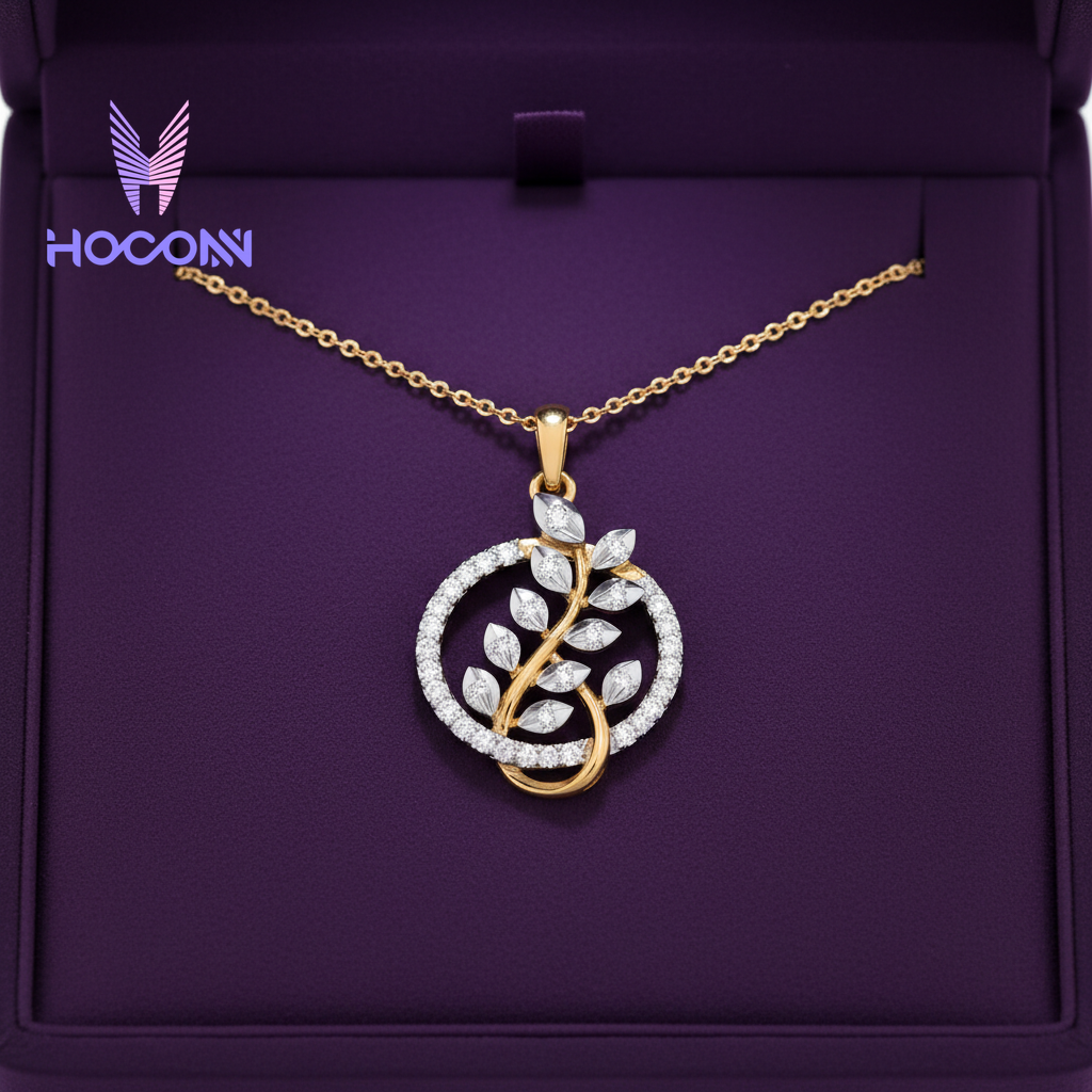 Artistic Leaf Swirl Gold Plated Silver Pendant