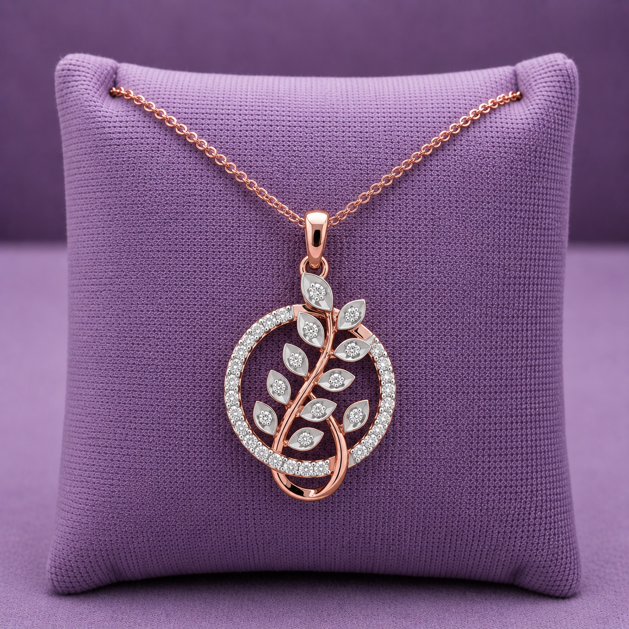 Artistic Leaf Swirl Gold Plated Silver Pendant