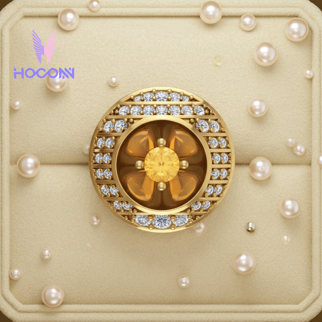 925 Silver Gold Plated Halo Diamond Medallion Pendant