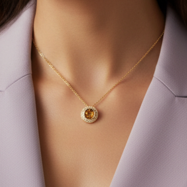 925 Silver Gold Plated Halo Diamond Medallion Pendant