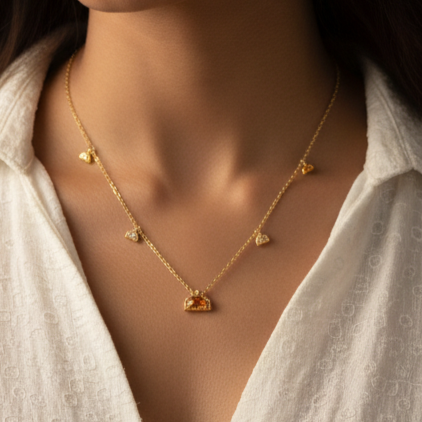 Half Moon Accent Silver Necklace