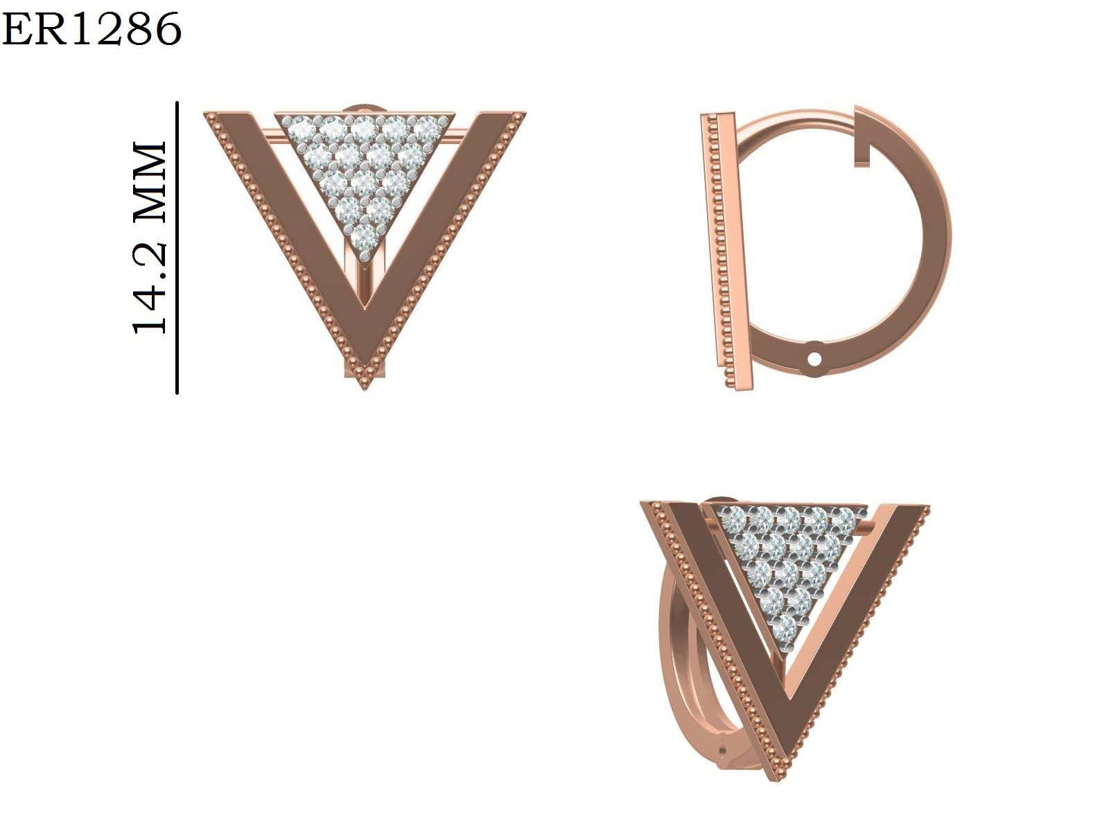 Bold V Edge Diamond 9+25 Silver Studs