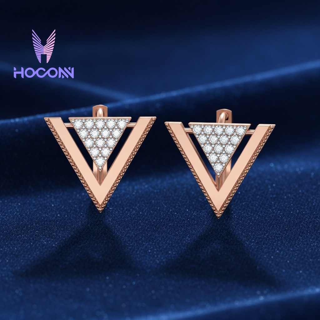 Bold V Edge Diamond 9+25 Silver Studs