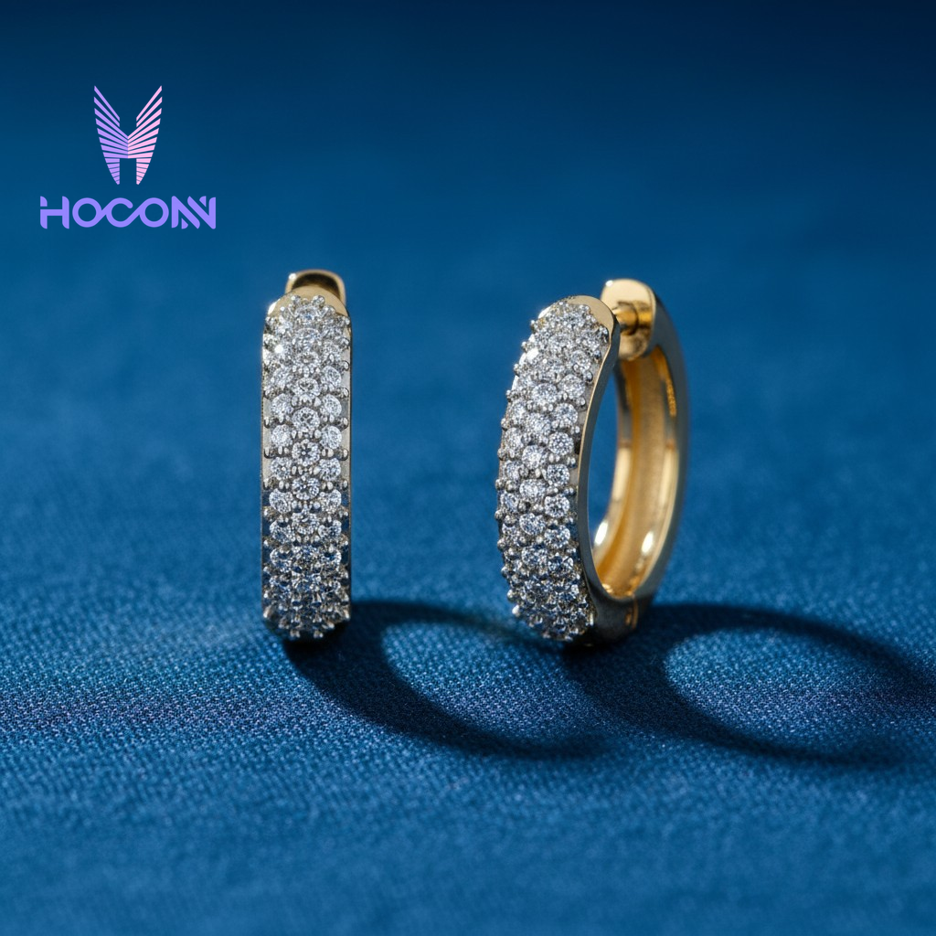 Luminous Half Pav‚ 925 Silve Hoops