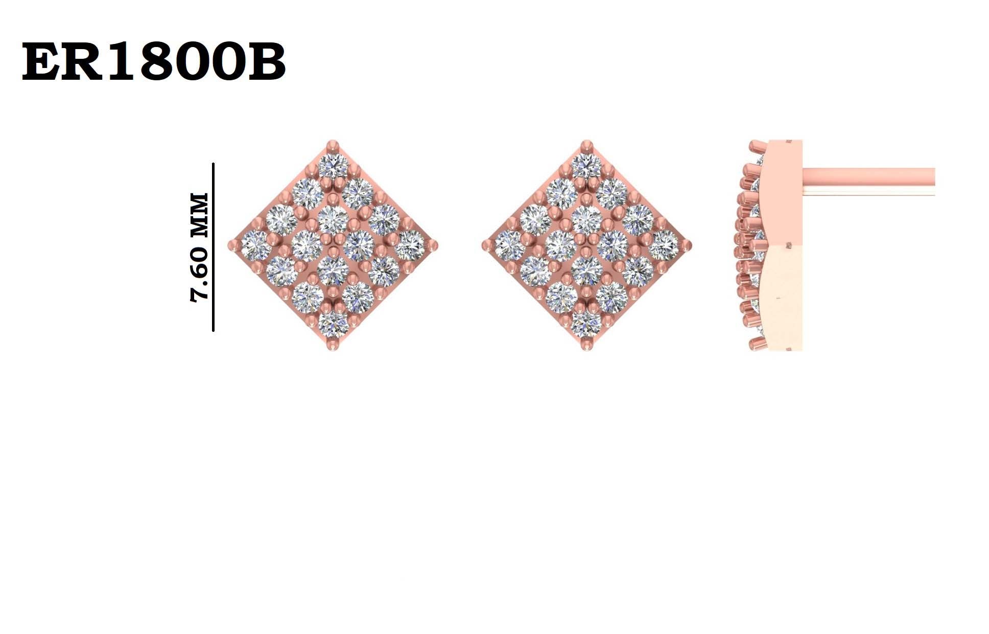 Blushing Rose Plated Diamond Clusters 925 Silver Studs