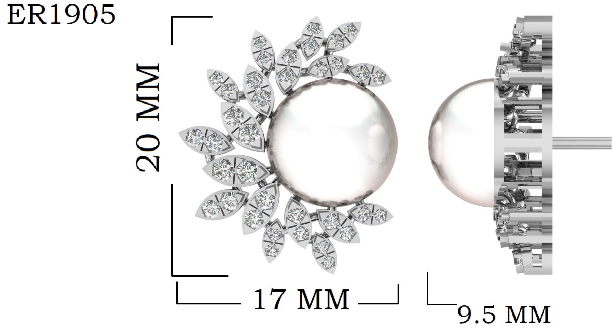 Glowing Pearl Moonburst Diamond 925 Silver Studs