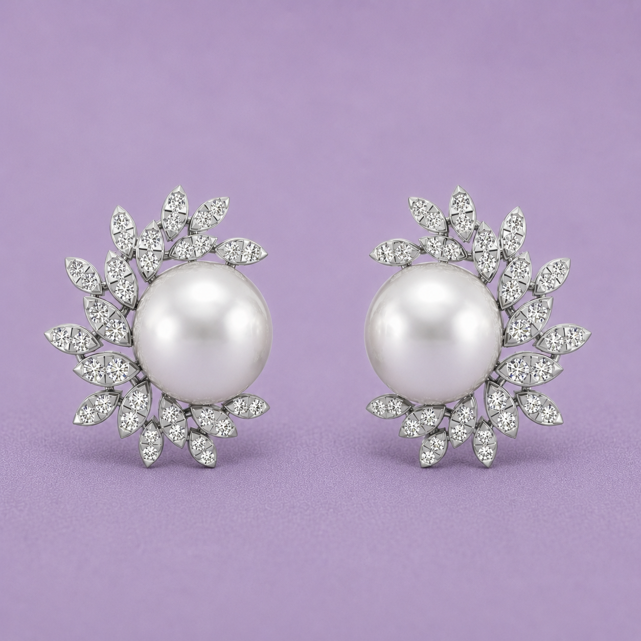 Glowing Pearl Moonburst Diamond 925 Silver Studs