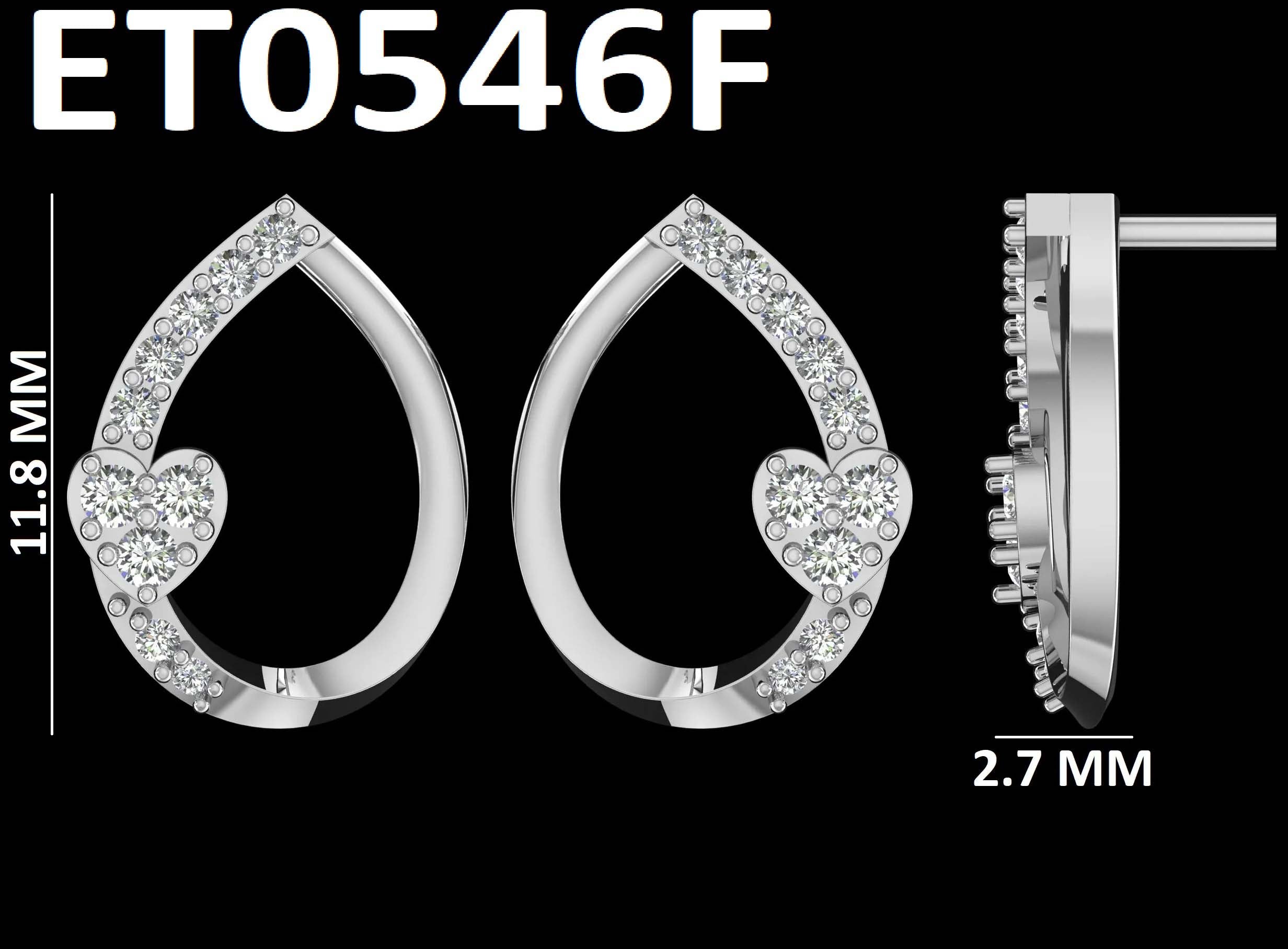 Diamond Heart Teardrop 925 Silver Stud Earrings