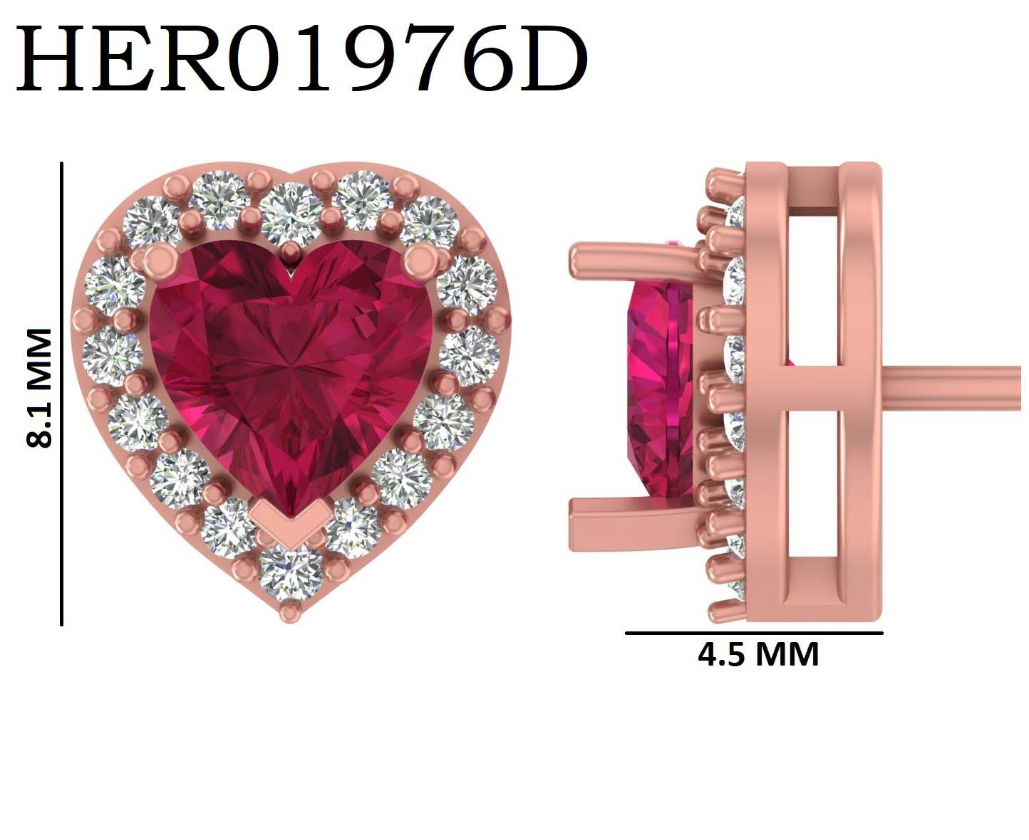 Blushing Ruby Heart Diamond 925 Silver Earrings