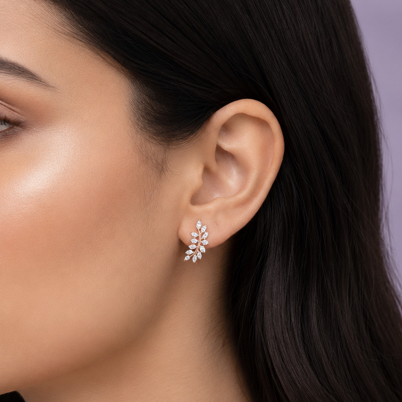 Ethereal Diamond Marquise Wing 925 Silver Studs