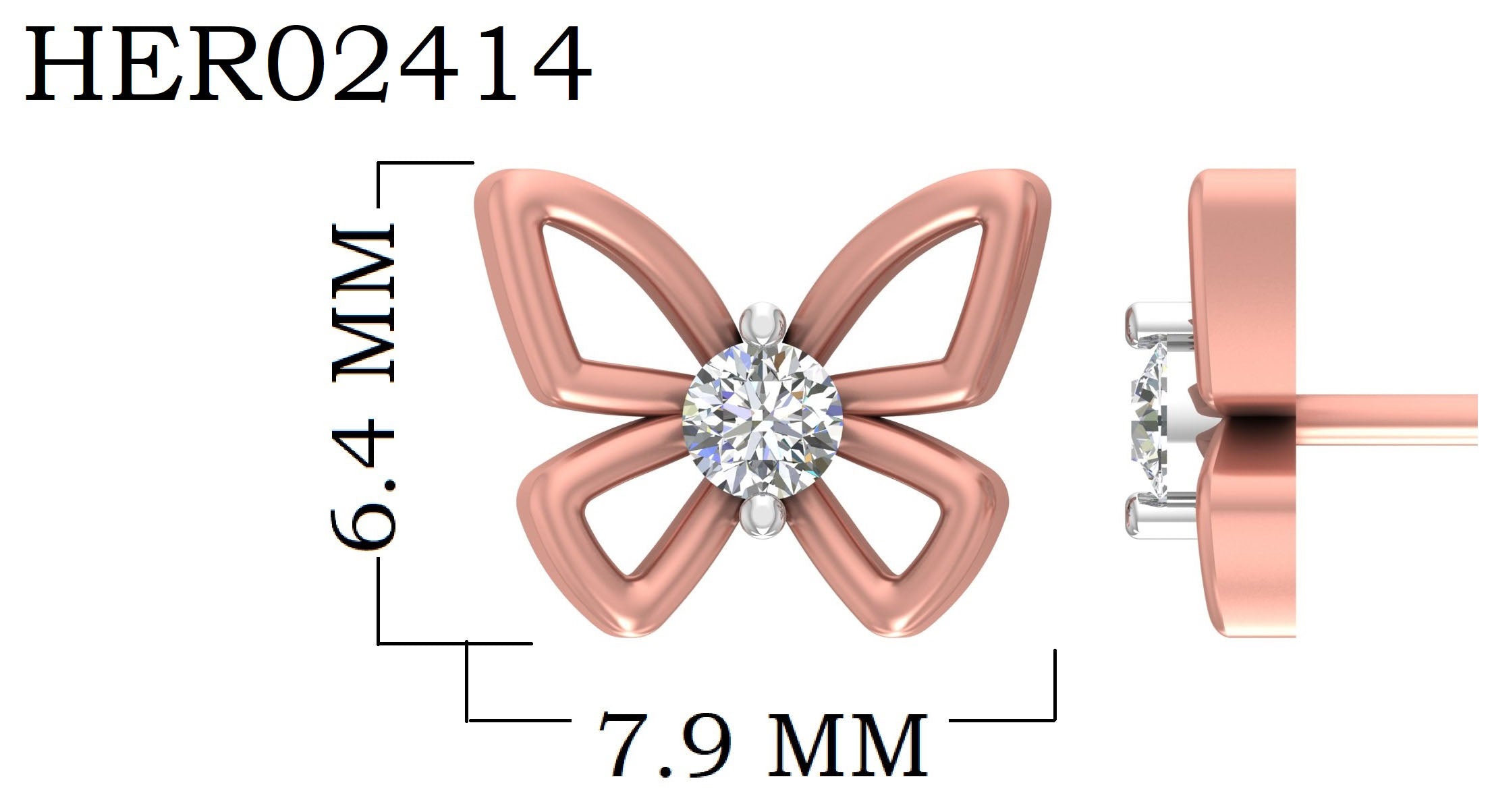 Delicate Diamond Butterfly Wing 925 Silver Studs