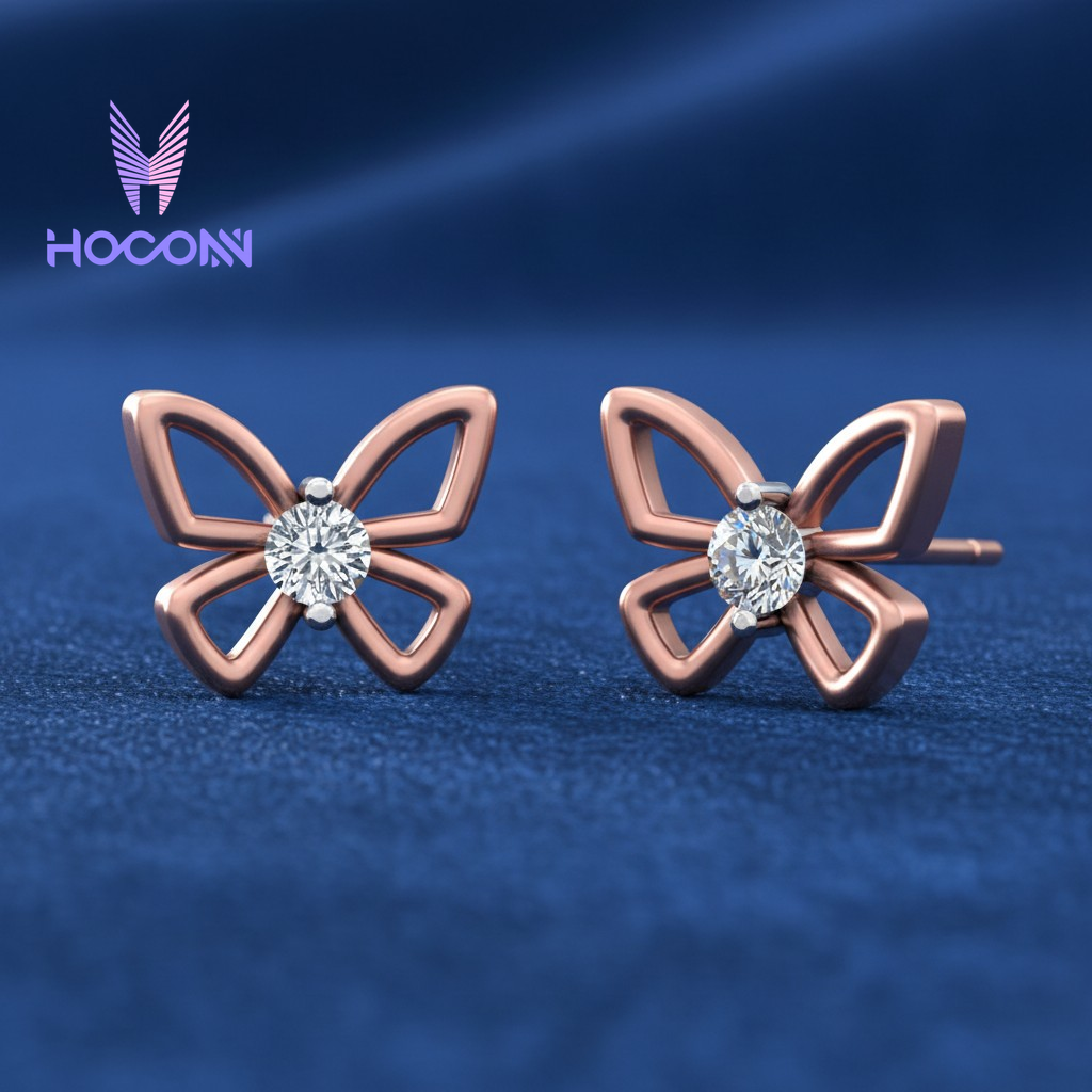 Delicate Diamond Butterfly Wing 925 Silver Studs
