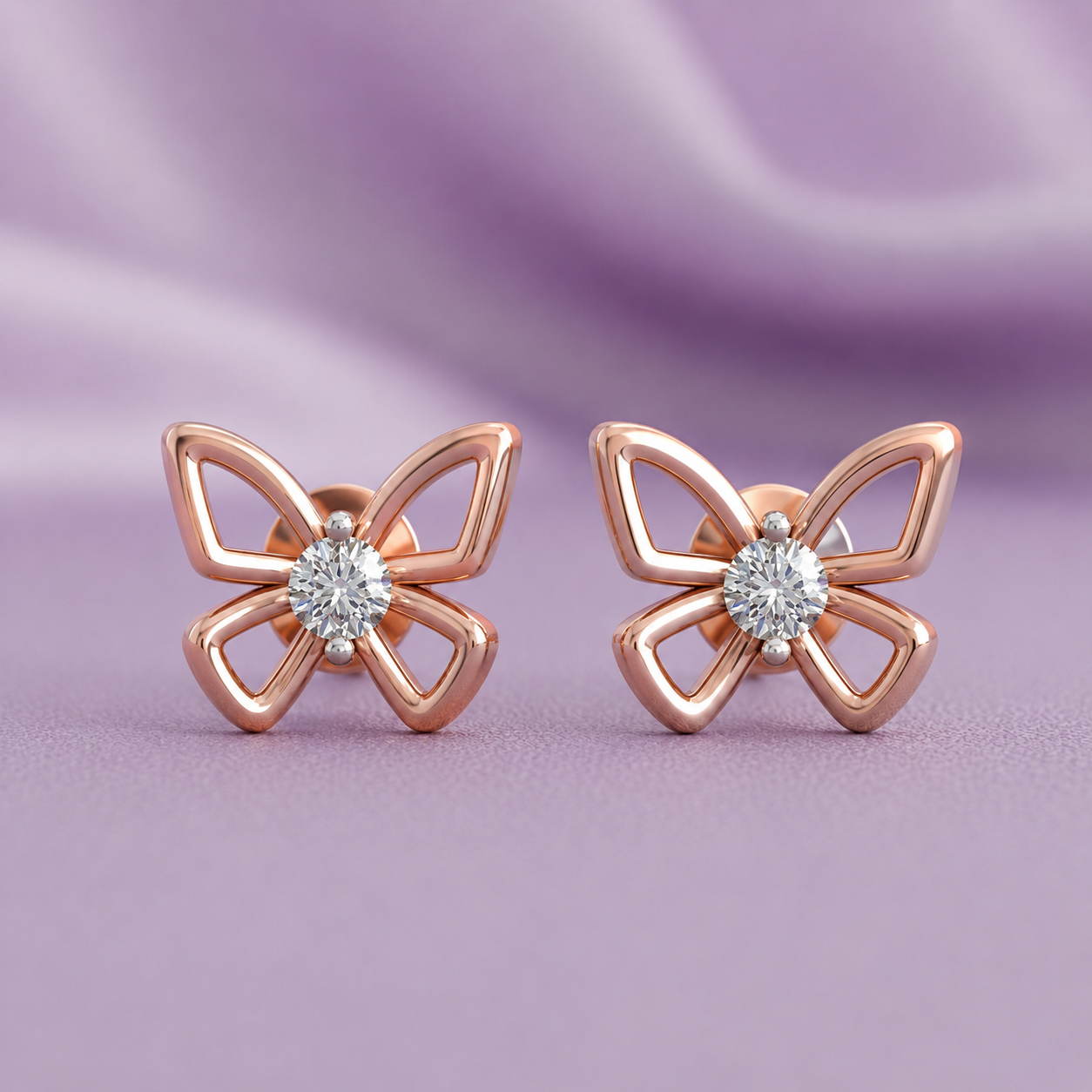 Delicate Diamond Butterfly Wing 925 Silver Studs