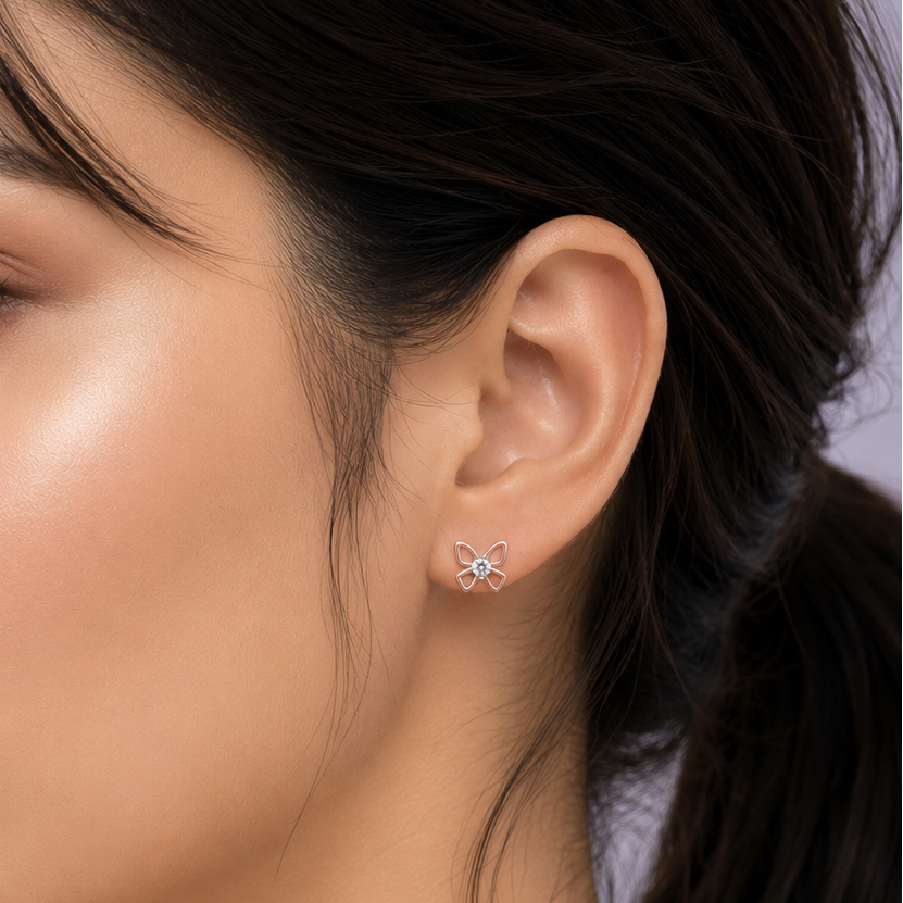 Delicate Diamond Butterfly Wing 925 Silver Studs